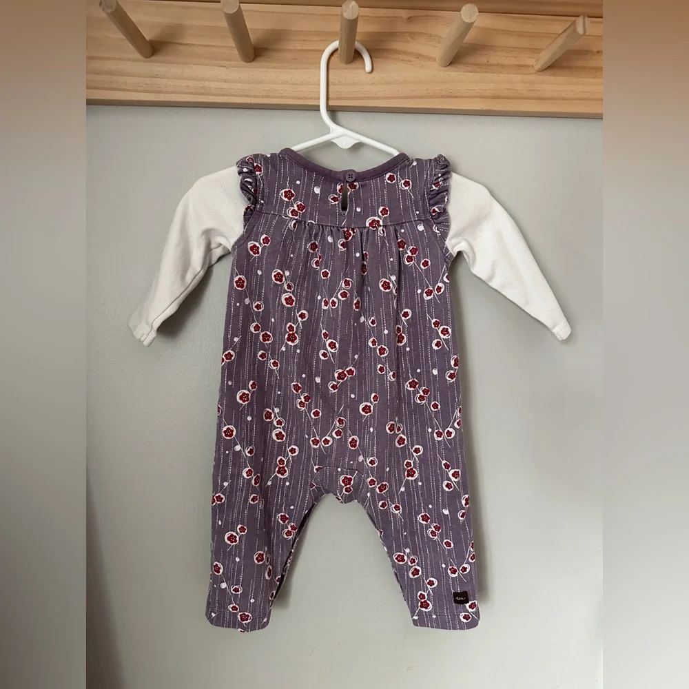Tea Collection 100% Cotton Floral Ruffle Long Sleeve Snap Romper